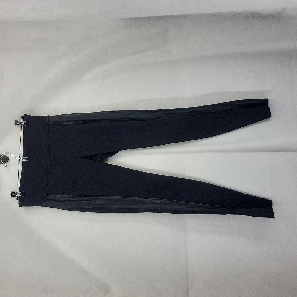 ATHLETA Black Faux Leather Tux Metro Leggings Pants with Back Pockets 456940